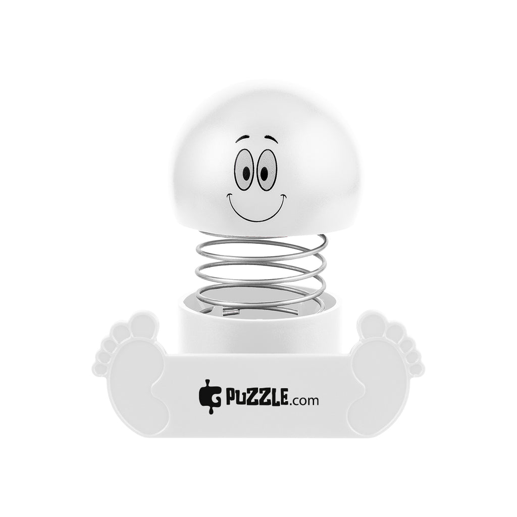 Bobble Head Phone Holder with Smiley Face - White - Pad Print