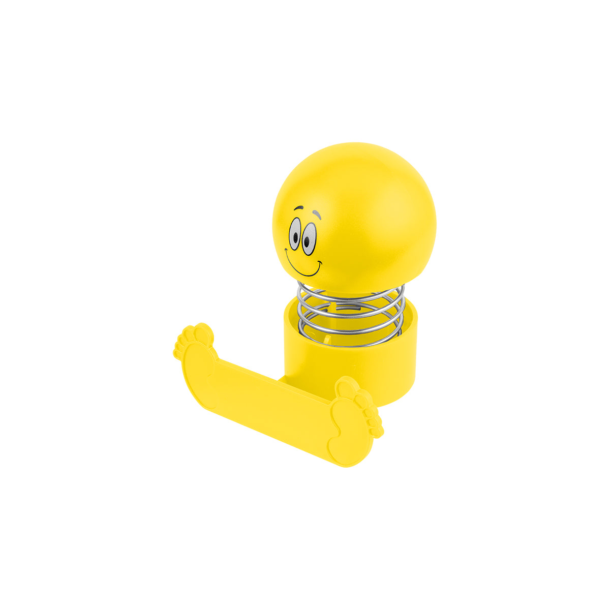 Bobble Head Phone Holder with Smiley Face - Yellow - Angle