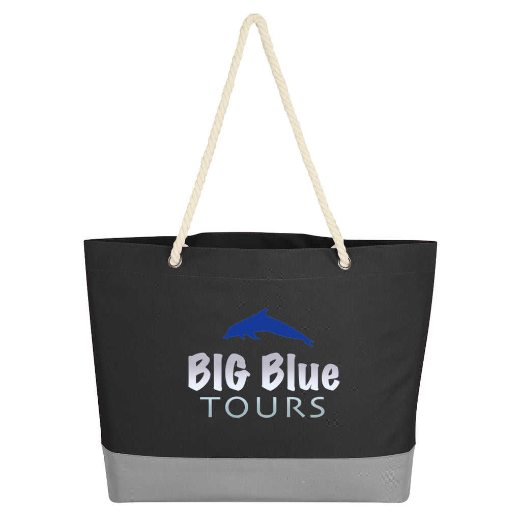 Boca Tote Bag on Rope Handles - Black - Colorbrite