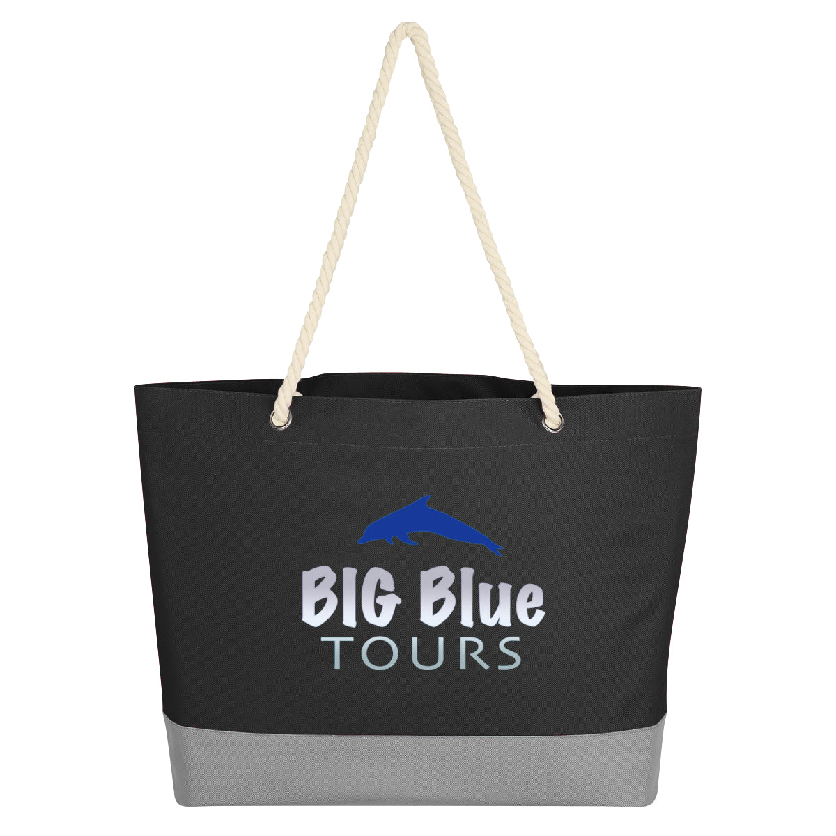 Boca Tote Bag on Rope Handles - Black - Colorbrite