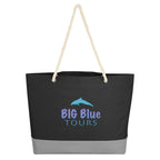 Boca Tote Bag on Rope Handles - Black - Embroidery