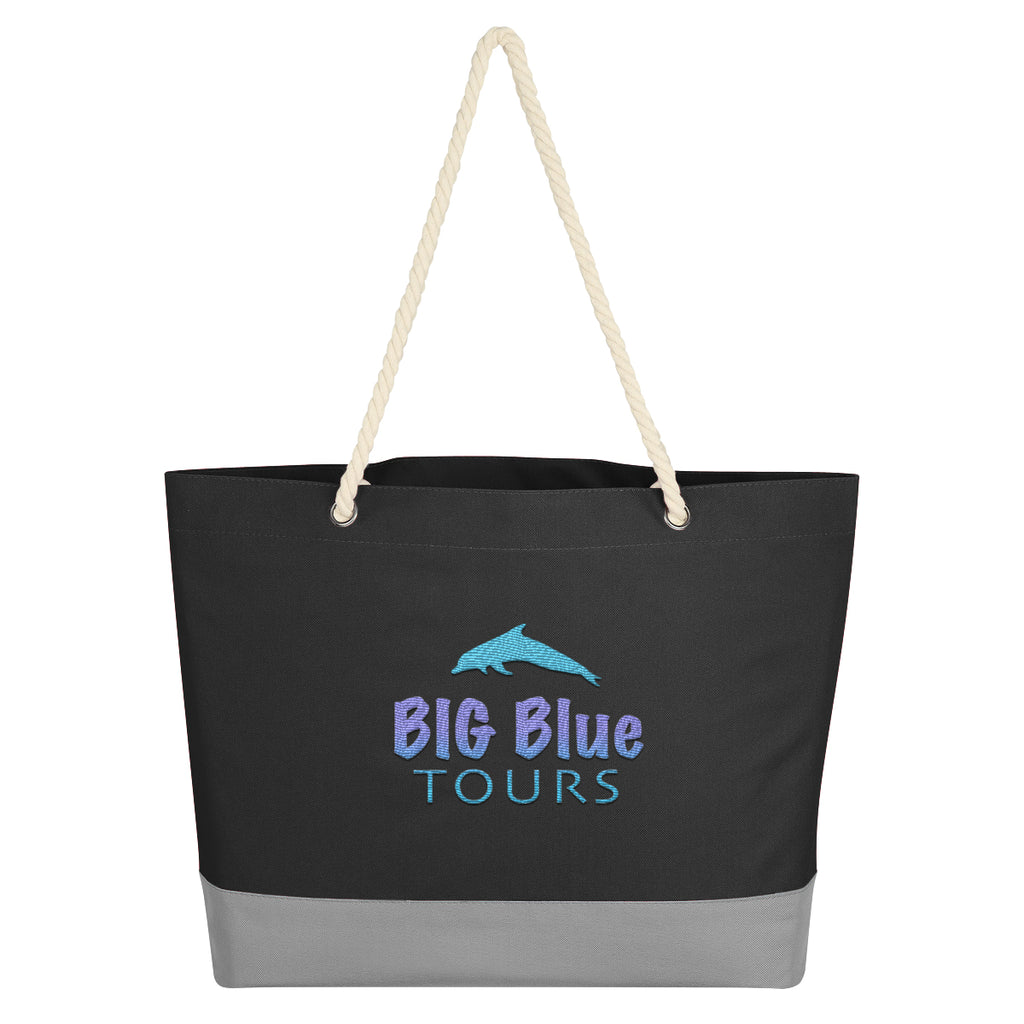 Boca Tote Bag on Rope Handles - Black - Embroidery