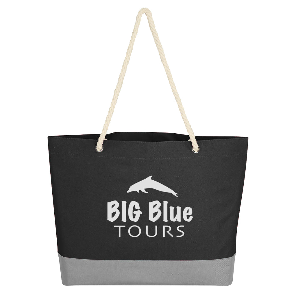 Boca Tote Bag on Rope Handles - Black - Silk Screen