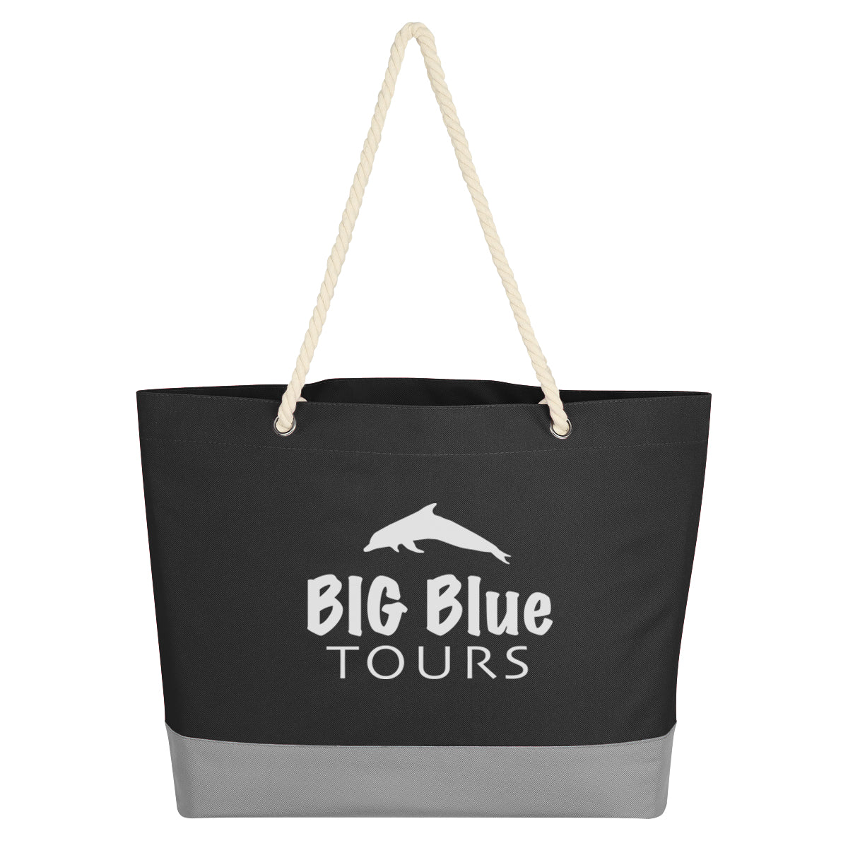 Boca Tote Bag on Rope Handles - Black - Silk Screen