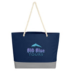 Boca Tote Bag on Rope Handles - Navy - Embroidery