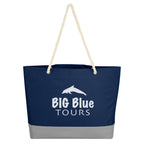 Boca Tote Bag on Rope Handles - Navy - Silk Screen