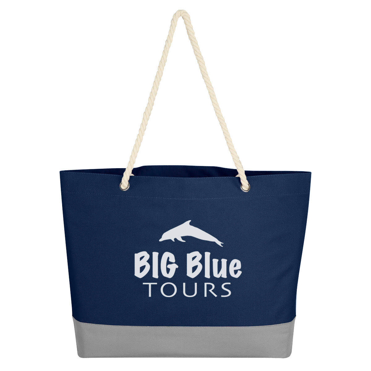 Boca Tote Bag on Rope Handles - Navy - Silk Screen