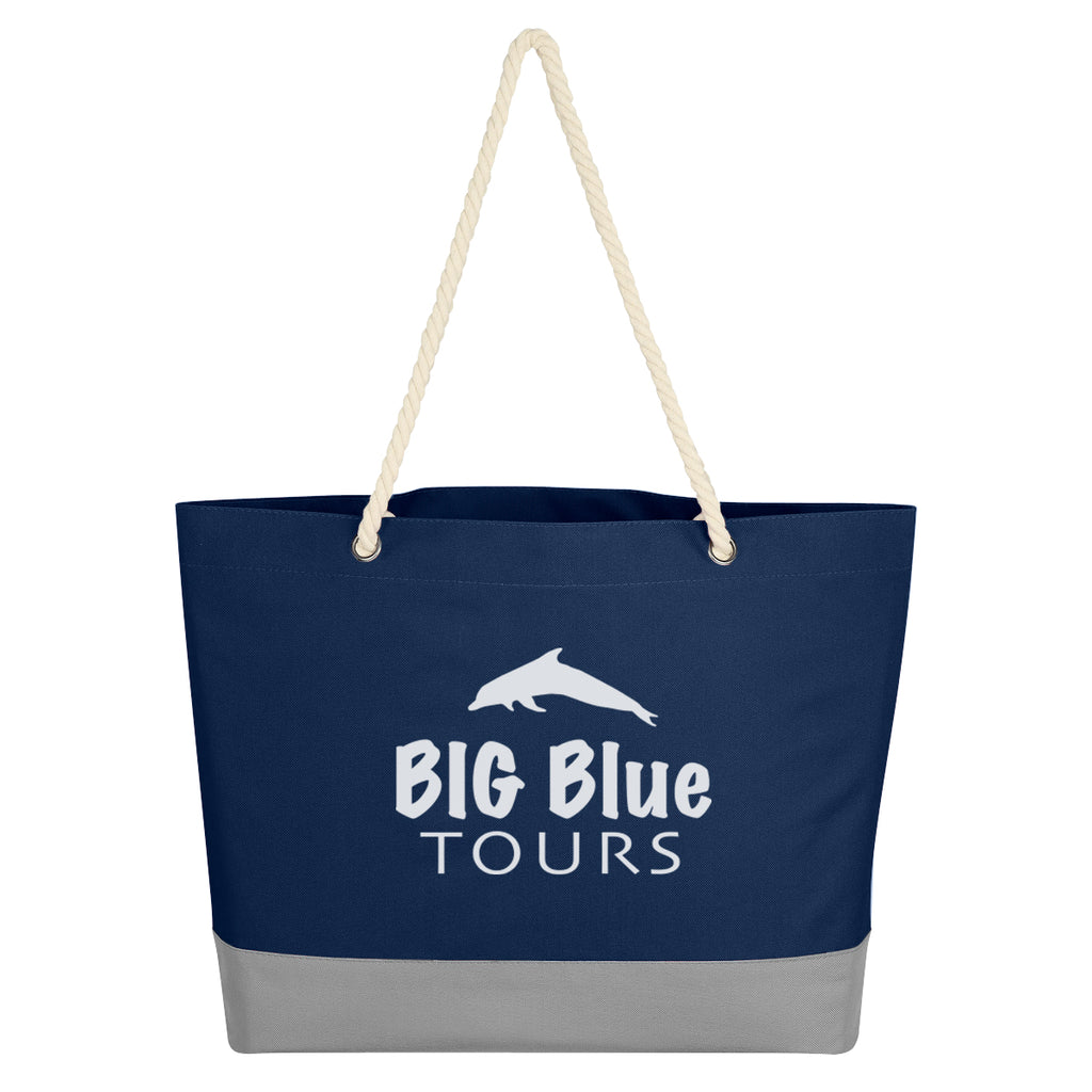 Boca Tote Bag on Rope Handles - Navy - Silk Screen