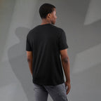 Bodie Crew Neck Short Sleeve Tee for Men Embroidery - Black - Back On Model