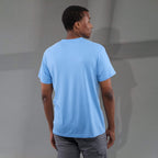 Bodie Crew Neck Short Sleeve Tee for Men Embroidery - Sky Heather - Back On Model