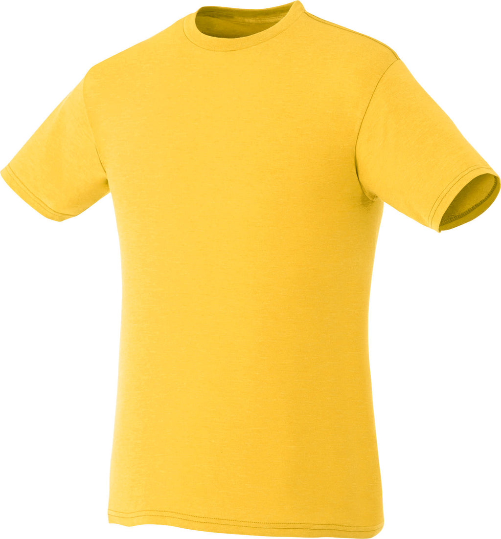 Bodie Crew Neck Short Sleeve Tee for Men Embroidery - Yellow Heather - Front Flat