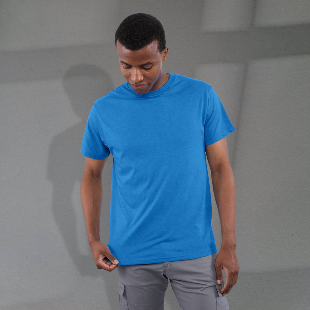 Bodie Crew Neck Short Sleeve Tee for Men Transfer - New Royal Heather - Front On Model
