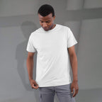 Bodie Crew Neck Short Sleeve Tee for Men Transfer - White - Front On Model