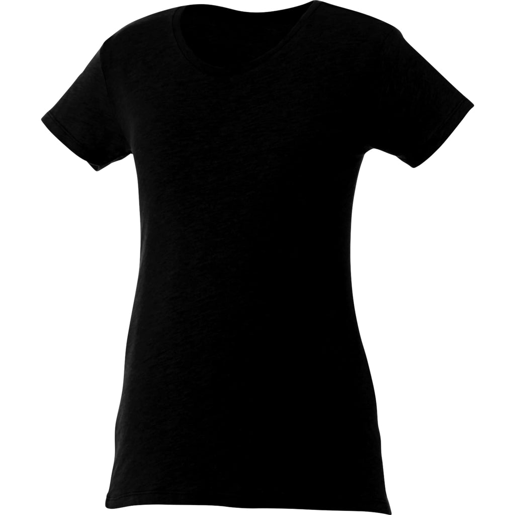 Bodie Crew Neck Tee with Chainstitch Collar for Women Transfer - Black - Back Flat 2