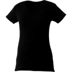 Bodie Crew Neck Tee with Chainstitch Collar for Women Transfer - Black - Back Flat 2
