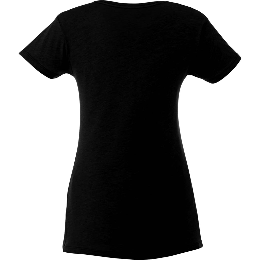 Bodie Crew Neck Tee with Chainstitch Collar for Women Transfer - Black - Back Flat