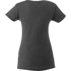 Bodie Crew Neck Tee with Chainstitch Collar for Women Transfer - Heather Dark Charcoal - Back Flat