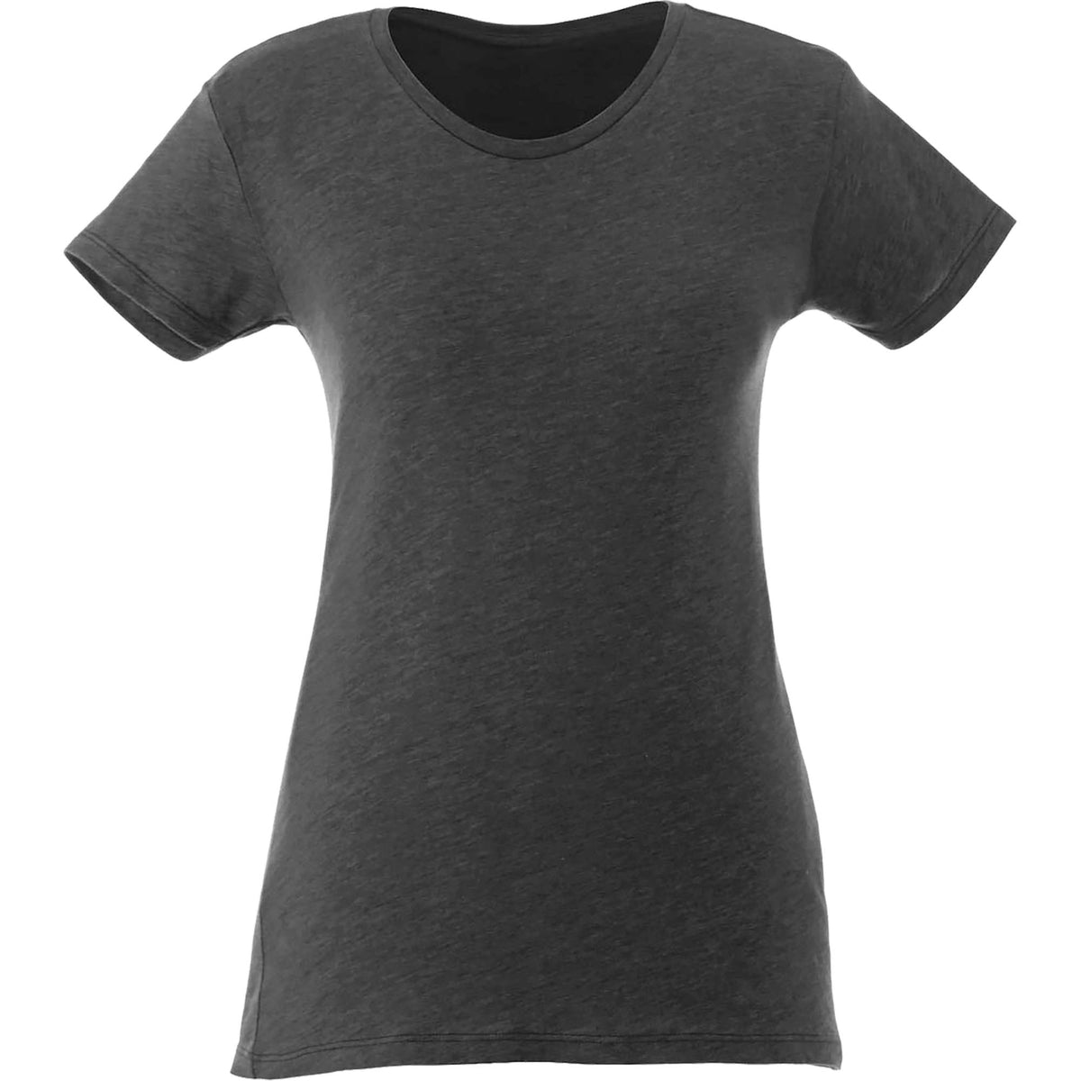 Bodie Crew Neck Tee with Chainstitch Collar for Women Transfer - Heather Dark Charcoal - Front