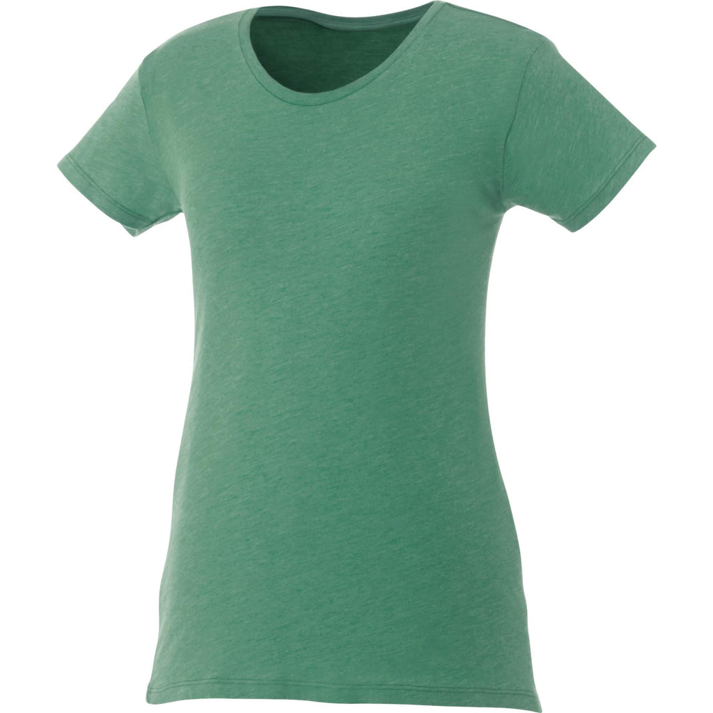 Bodie Crew Neck Tee with Chainstitch Collar for Women Transfer - Kelly Heather - Front Flat