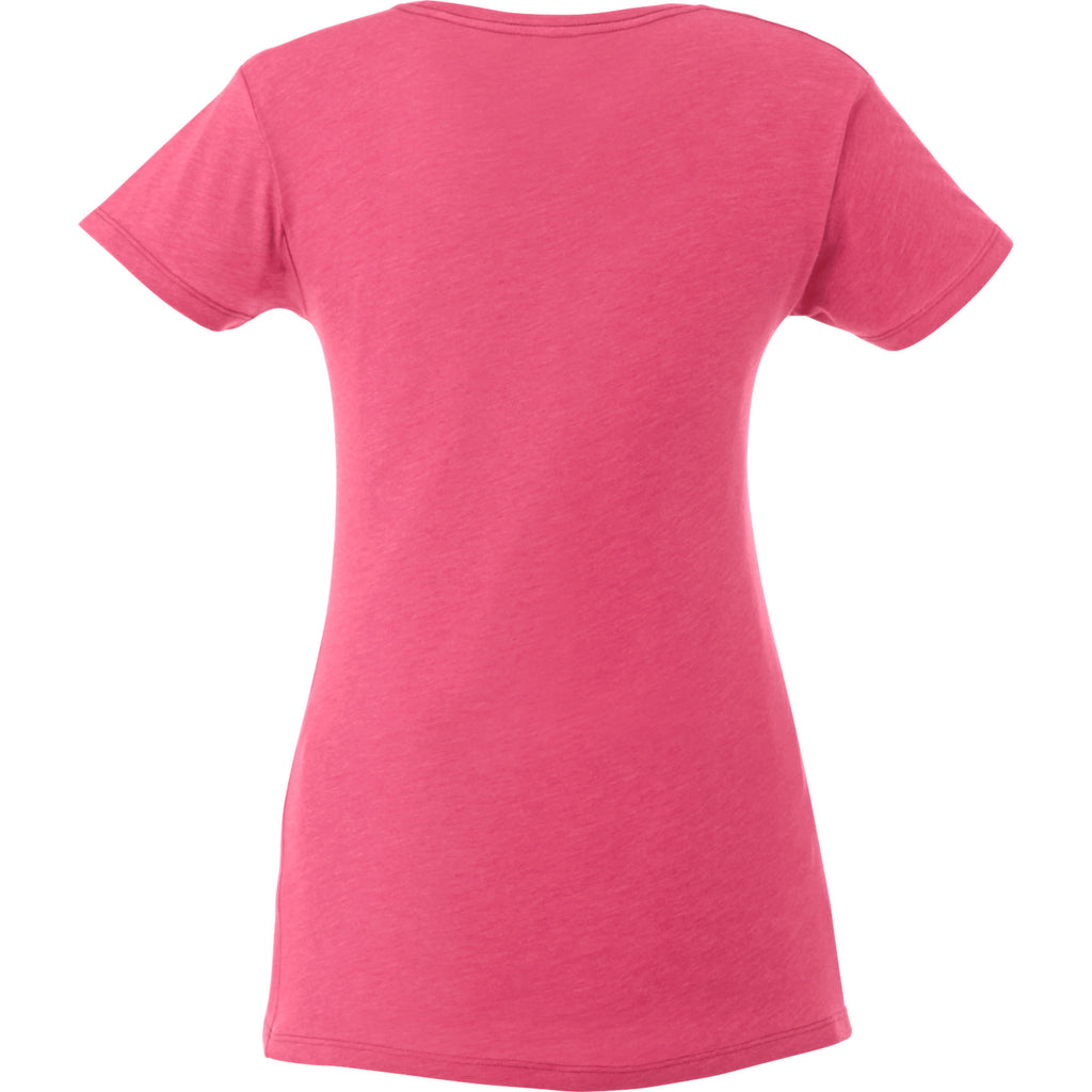 Bodie Crew Neck Tee with Chainstitch Collar for Women Transfer - Magenta Heather - Flat 2