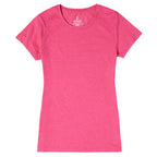 Bodie Crew Neck Tee with Chainstitch Collar for Women Transfer - Magenta Heather - Front Flat