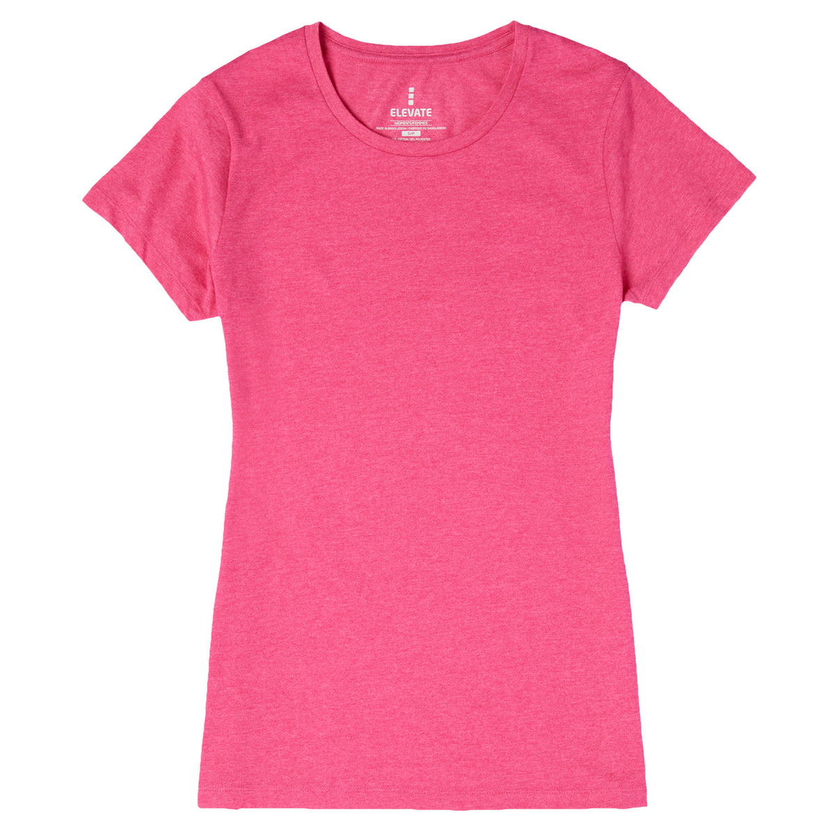 Bodie Crew Neck Tee with Chainstitch Collar for Women Transfer - Magenta Heather - Front Flat