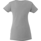 Bodie Crew Neck Tee with Chainstitch Collar for Women Transfer - Medium Heather Grey - Back Flat
