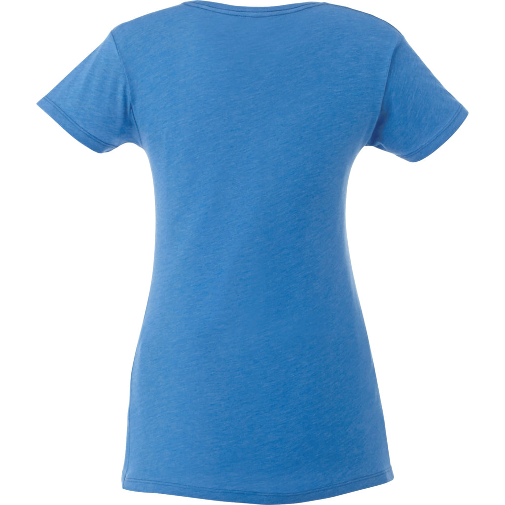 Bodie Crew Neck Tee with Chainstitch Collar for Women Transfer - New Royal Heather - Back Flat
