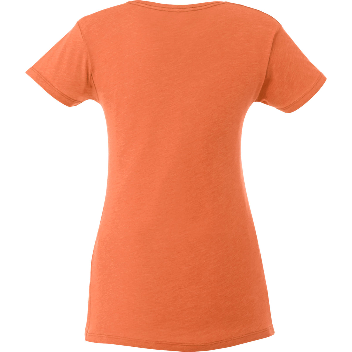 Bodie Crew Neck Tee with Chainstitch Collar for Women Transfer - Orange Heather - Back Flat
