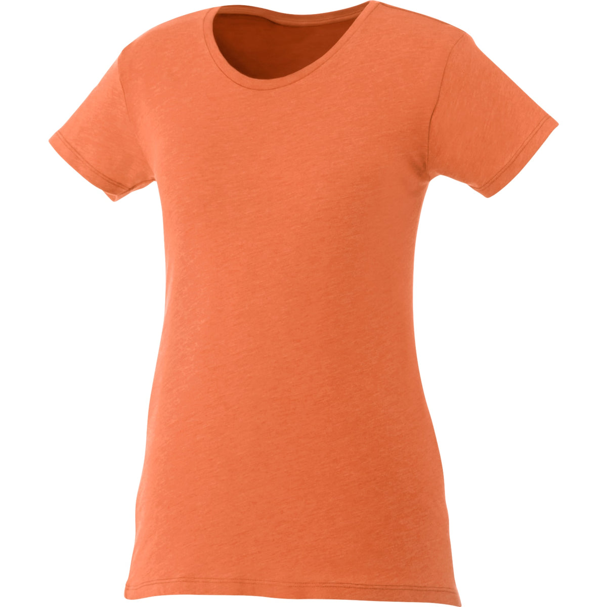 Bodie Crew Neck Tee with Chainstitch Collar for Women Transfer - Orange Heather - Front Flat
