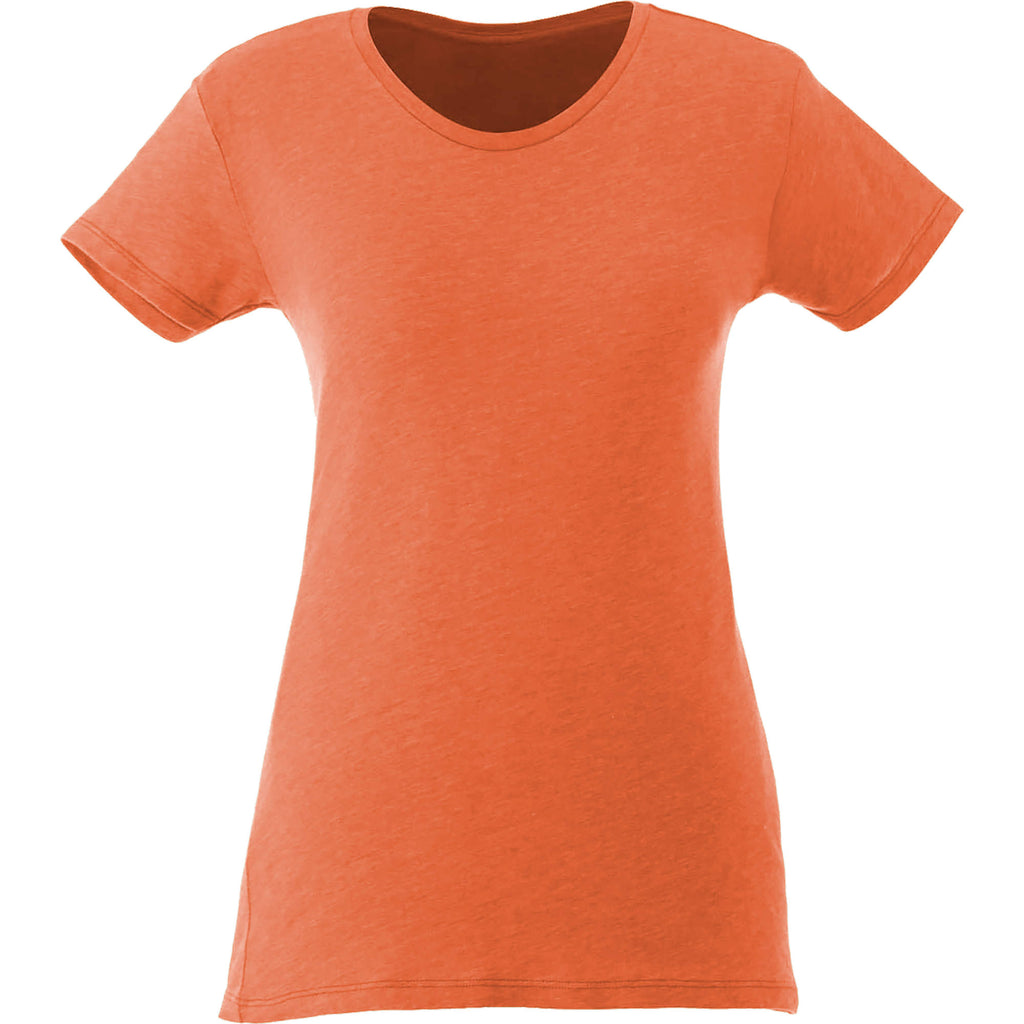 Bodie Crew Neck Tee with Chainstitch Collar for Women Transfer - Orange Heather - Front