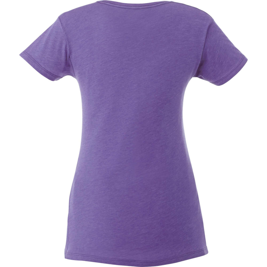 Bodie Crew Neck Tee with Chainstitch Collar for Women Transfer - Purple Heather - Back Flat