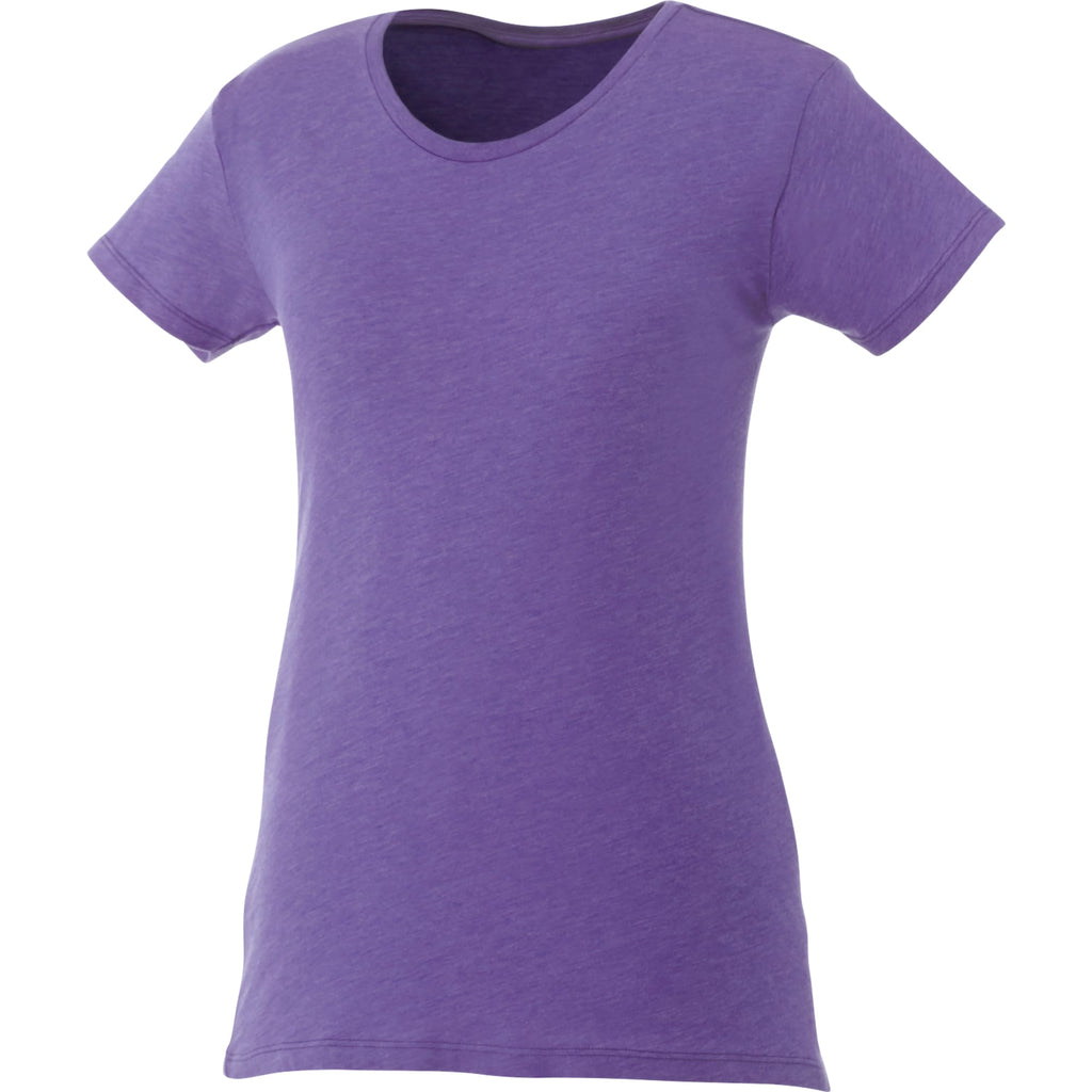 Bodie Crew Neck Tee with Chainstitch Collar for Women Transfer - Purple Heather - Front Flat