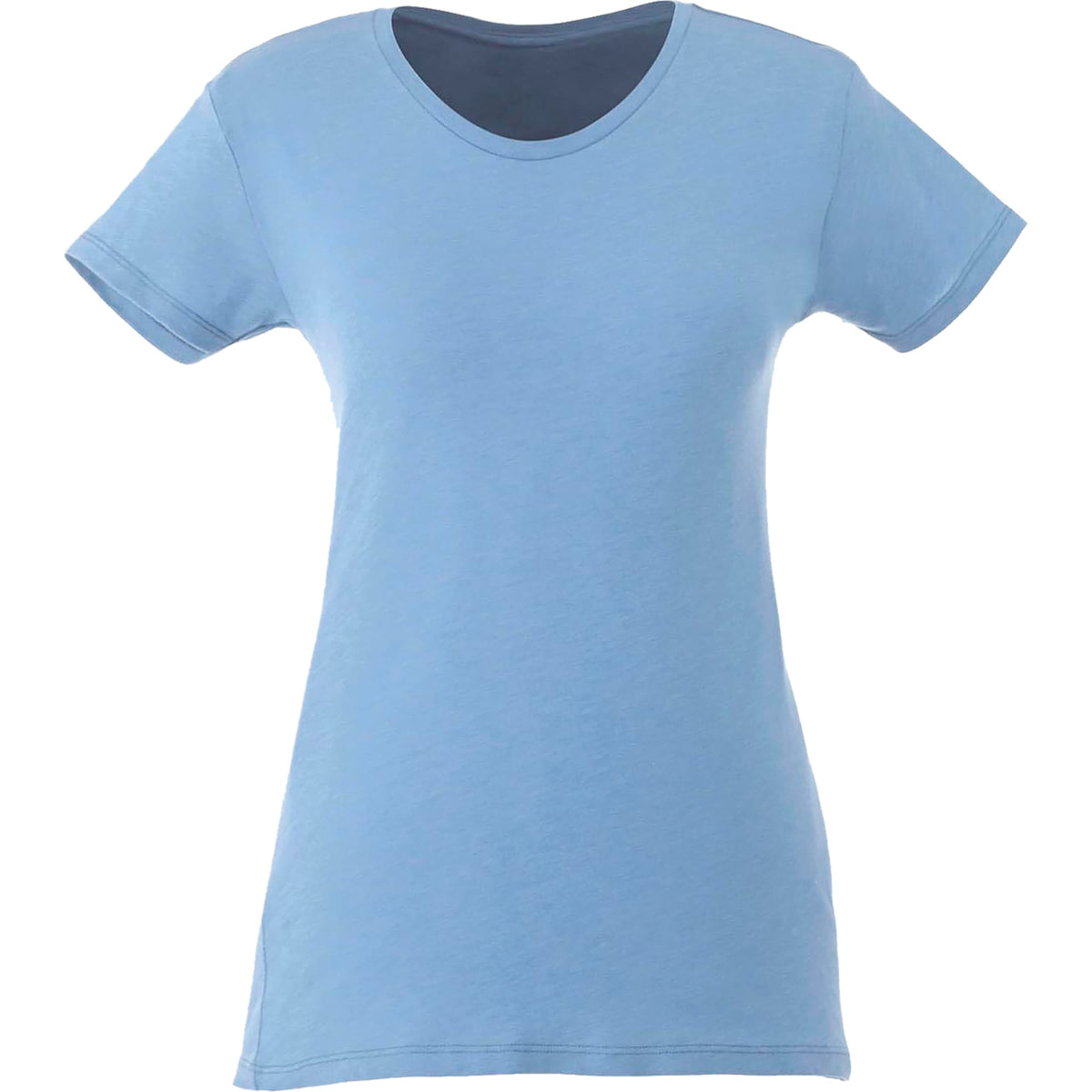 Bodie Crew Neck Tee with Chainstitch Collar for Women Transfer - Sky Heather - Front
