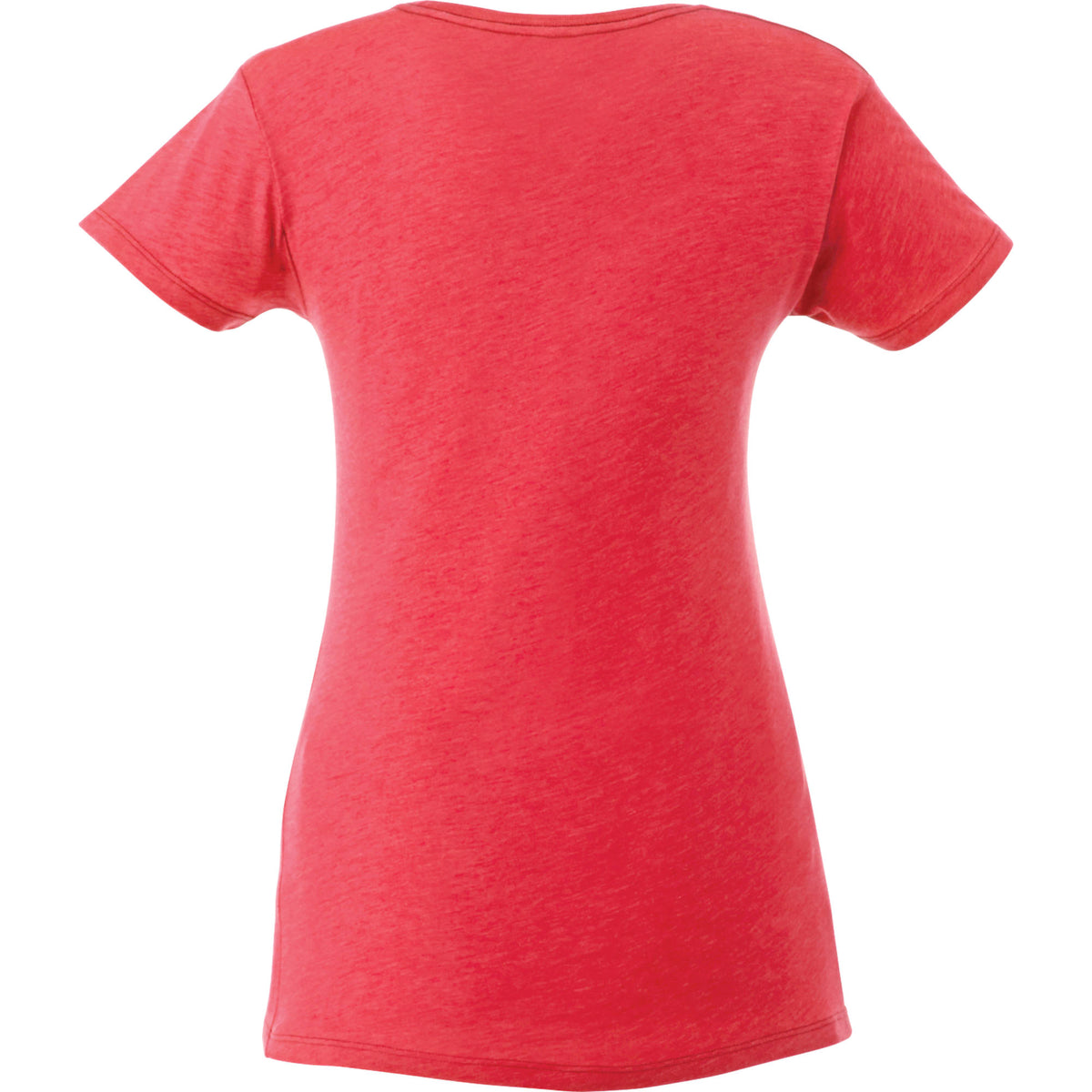 Bodie Crew Neck Tee with Chainstitch Collar for Women Transfer - Team Red Heather - Back Flat
