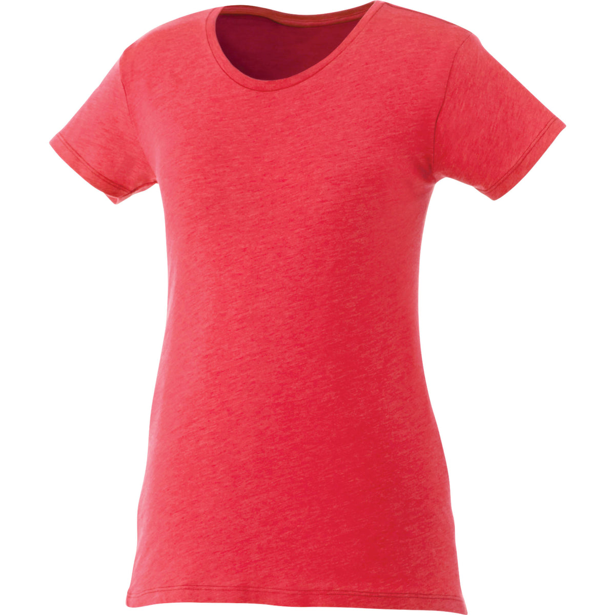 Bodie Crew Neck Tee with Chainstitch Collar for Women Transfer - Team Red Heather - Front Flat