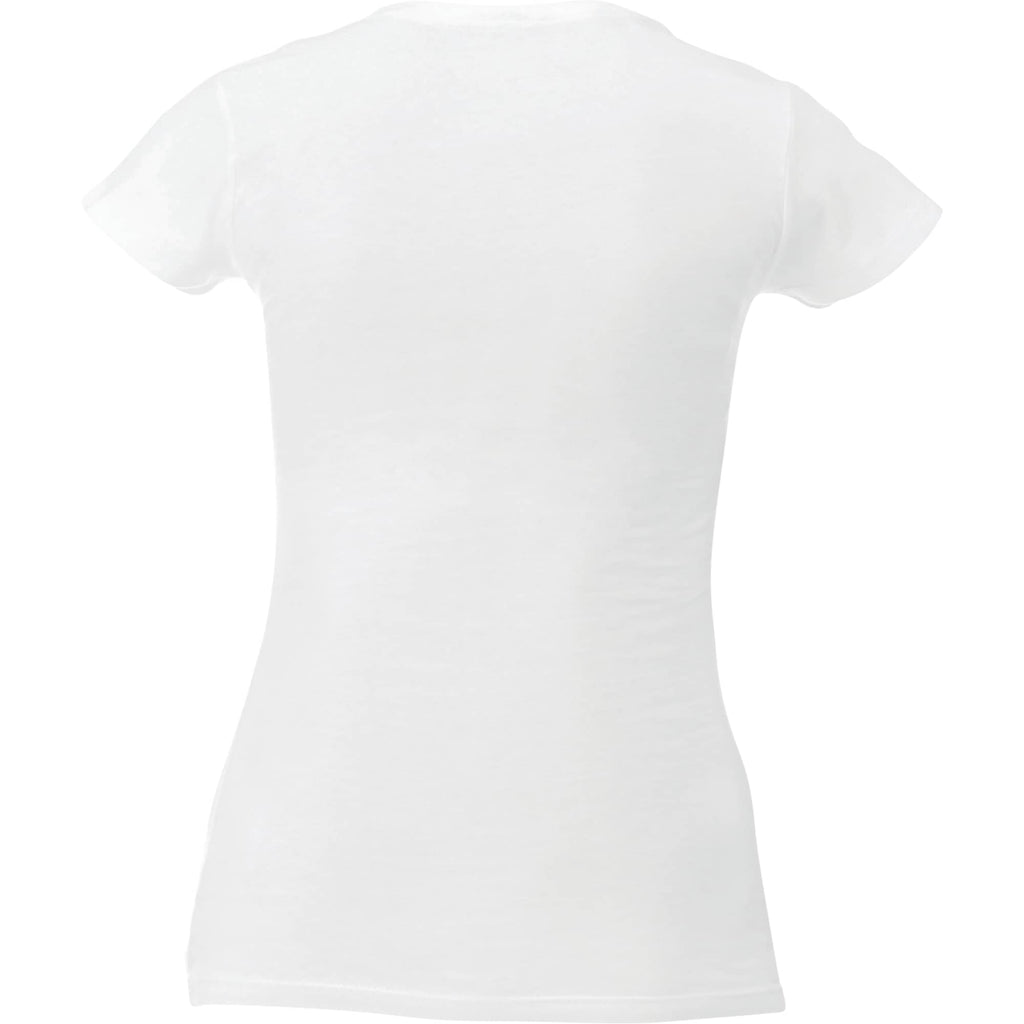 Bodie Crew Neck Tee with Chainstitch Collar for Women Transfer - White - Back Flat