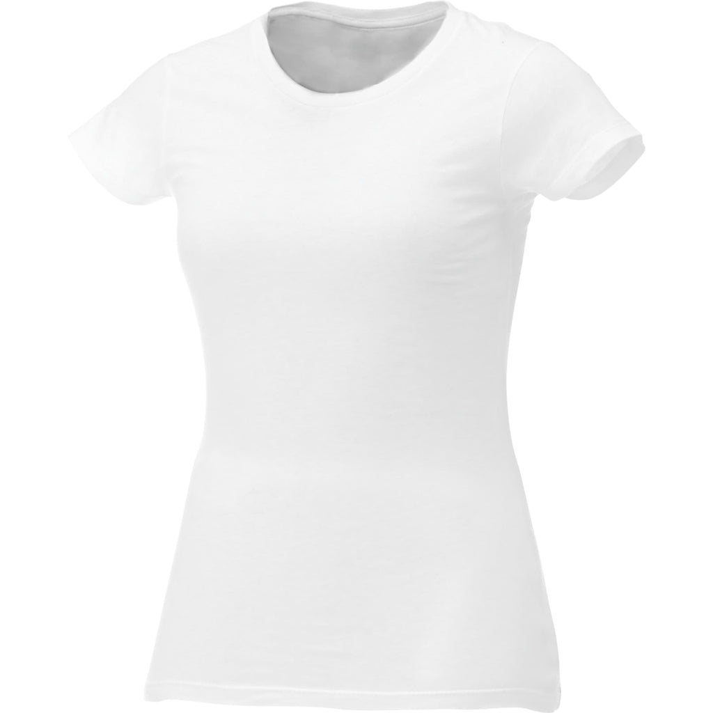 Bodie Crew Neck Tee with Chainstitch Collar for Women Transfer - White - Front Flat