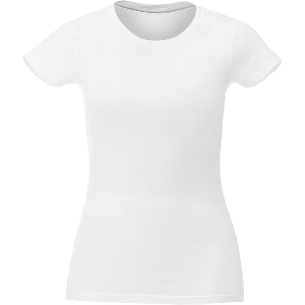 Bodie Crew Neck Tee with Chainstitch Collar for Women Transfer - White - Front