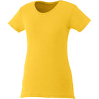Bodie Crew Neck Tee with Chainstitch Collar for Women Transfer - Yellow Heather - Front Flat