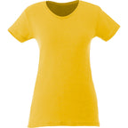 Bodie Crew Neck Tee with Chainstitch Collar for Women Transfer - Yellow Heather - Front