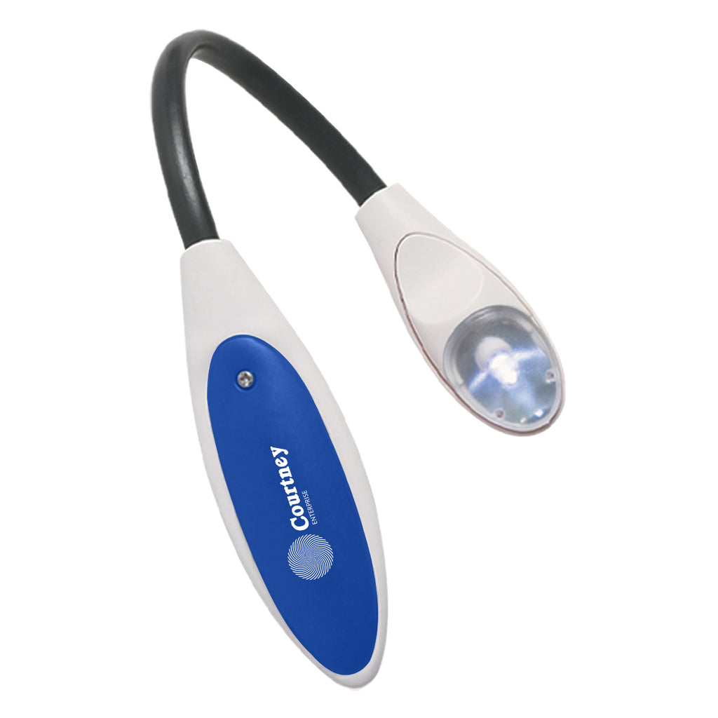 Book Light That Bends - Blue With White - Pad Print