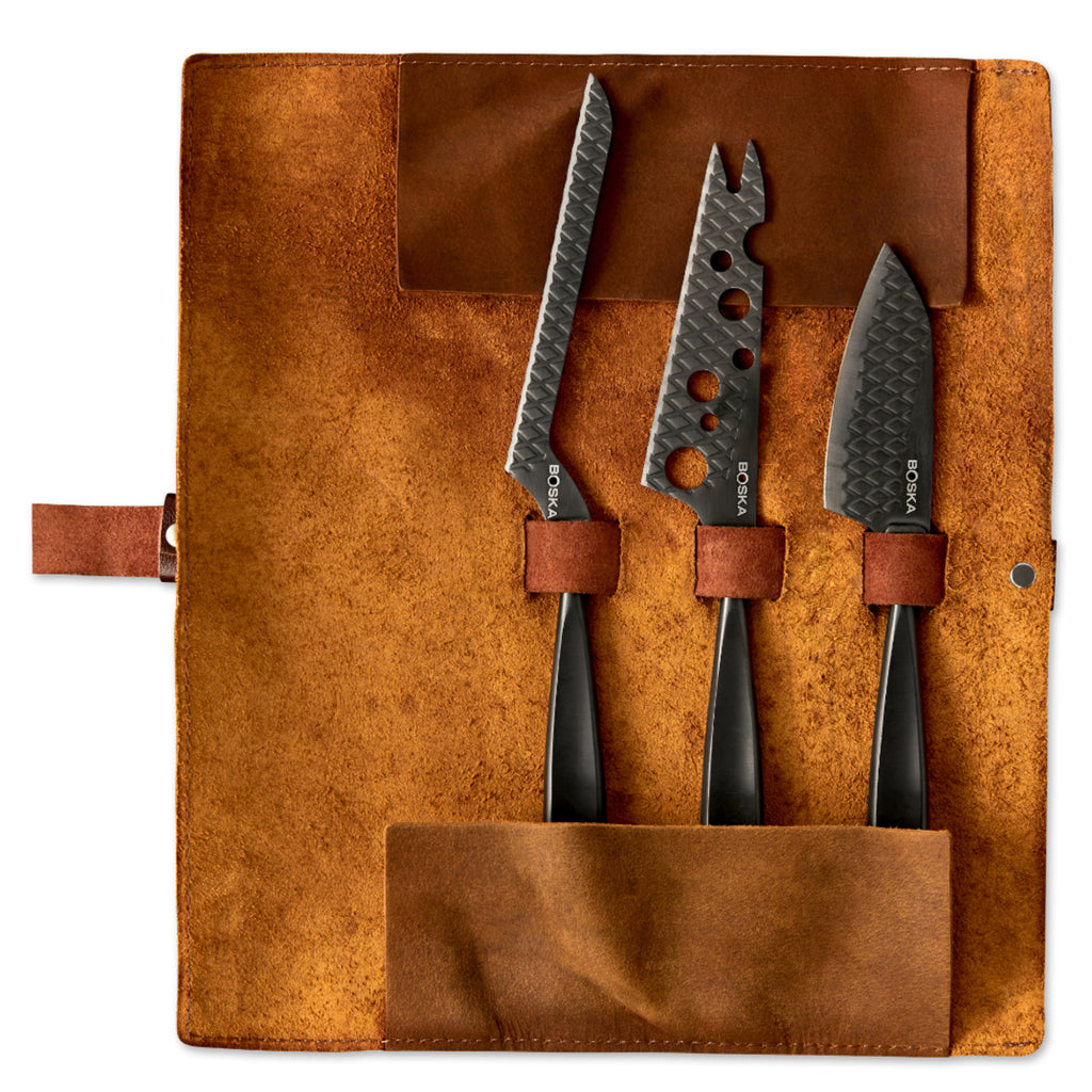 Boska Monaco Cheese Knife Set with Leather Case, Black Laser Engraving - Black - View 3