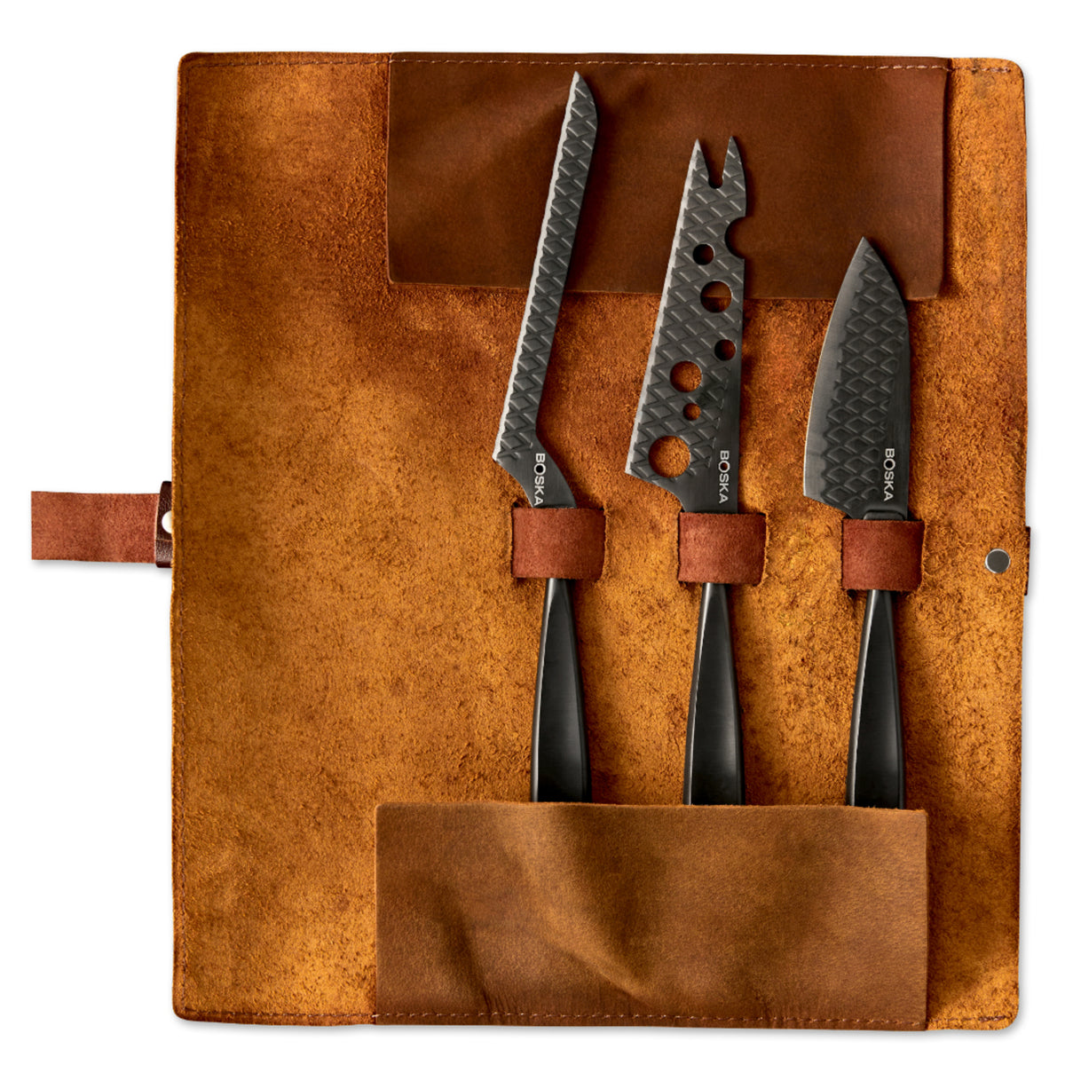 Boska Monaco Cheese Knife Set with Leather Case, Black Laser Engraving - Black - View 3