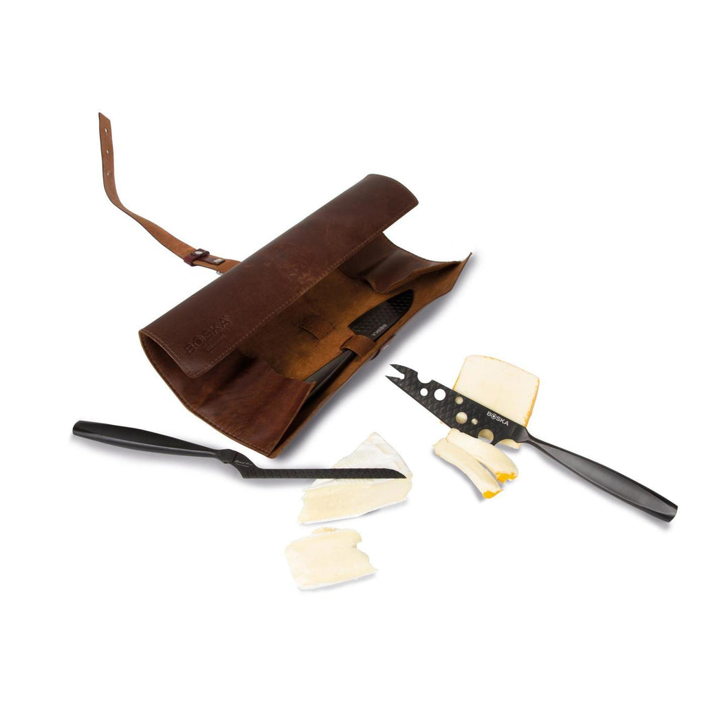 Boska Monaco Cheese Knife Set with Leather Case, Black Laser Engraving - Black - View 7