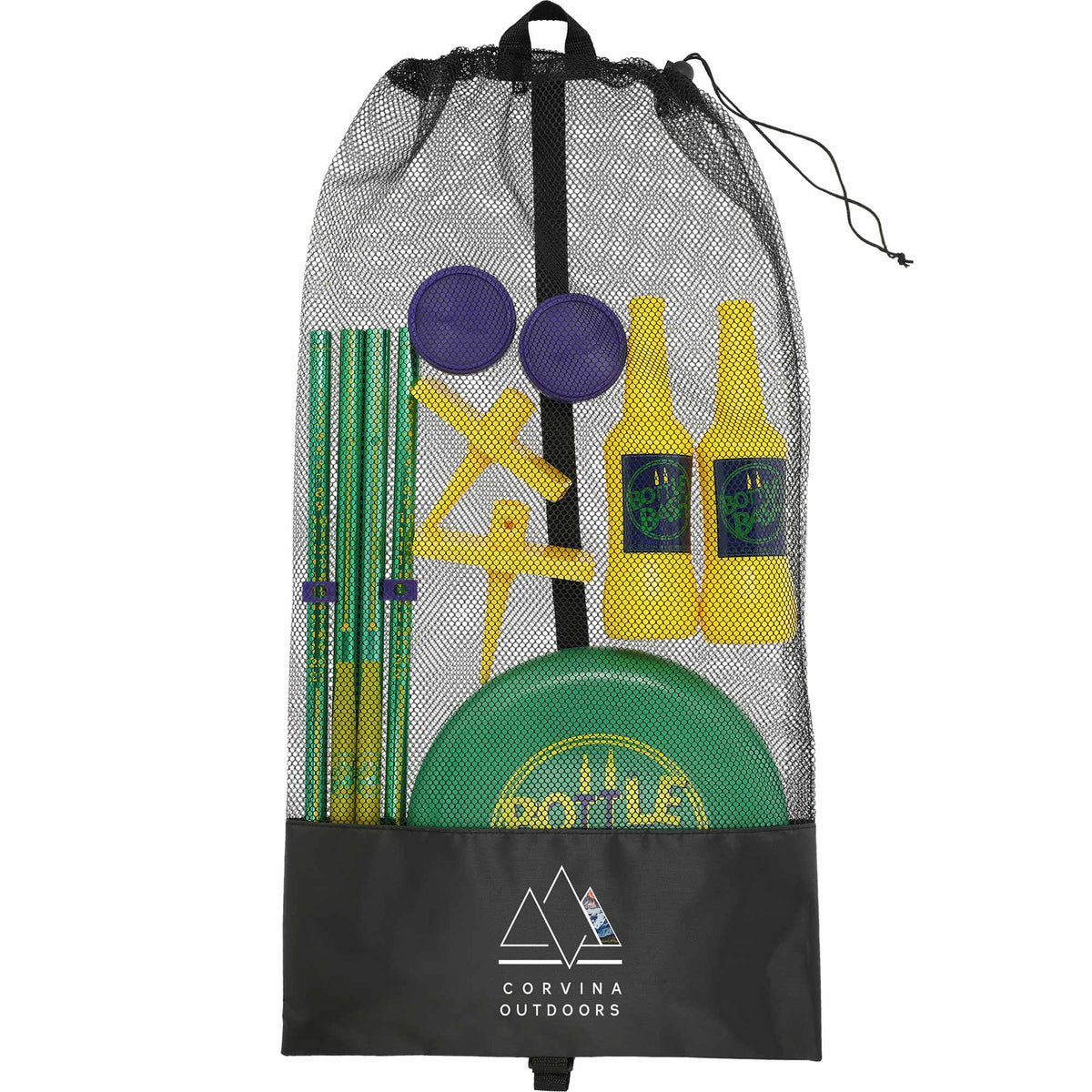 Bottle Bash Outdoor Disc Game Set - Green - Front