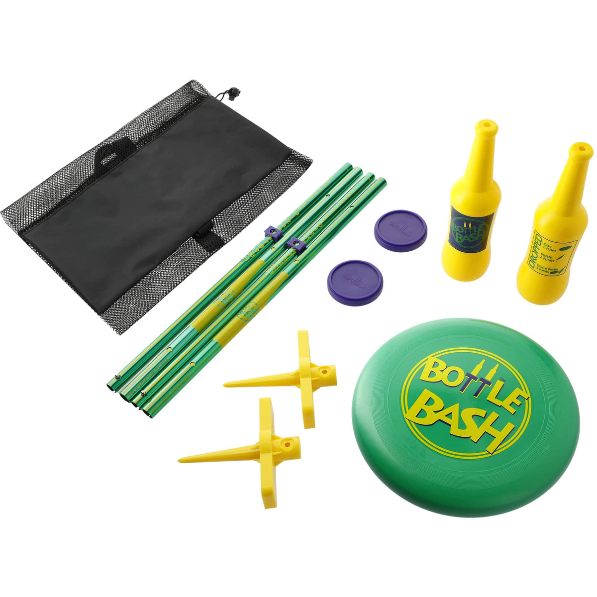 Bottle Bash Outdoor Disc Game Set - Green - Right Angle 2
