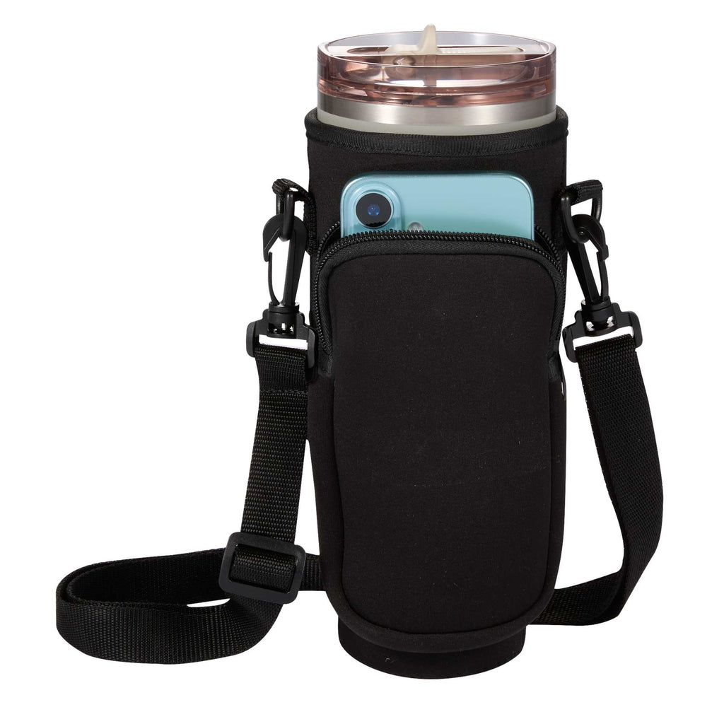 Bottle Buddy Neoprene Sling for 40 oz Tumblers Transfer - Black - Propped