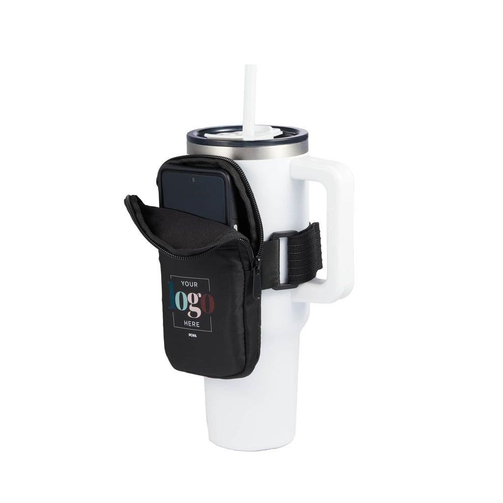 Bottle Buddy Strap-On Pouch for Water Bottles Full Color - Black - Phone