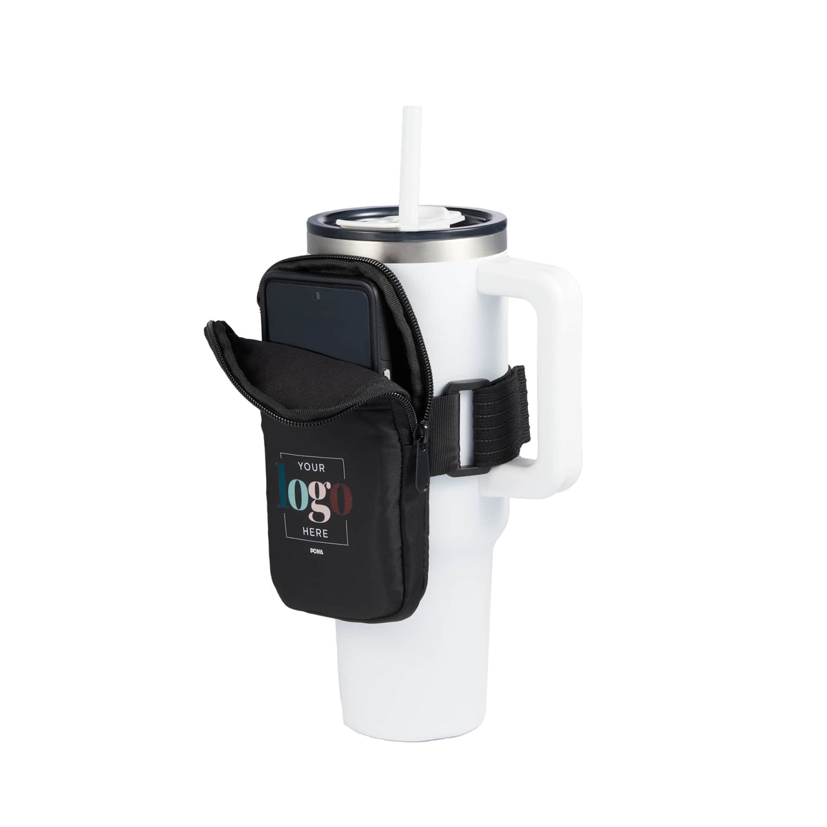 Bottle Buddy Strap-On Pouch for Water Bottles Full Color - Black - Phone